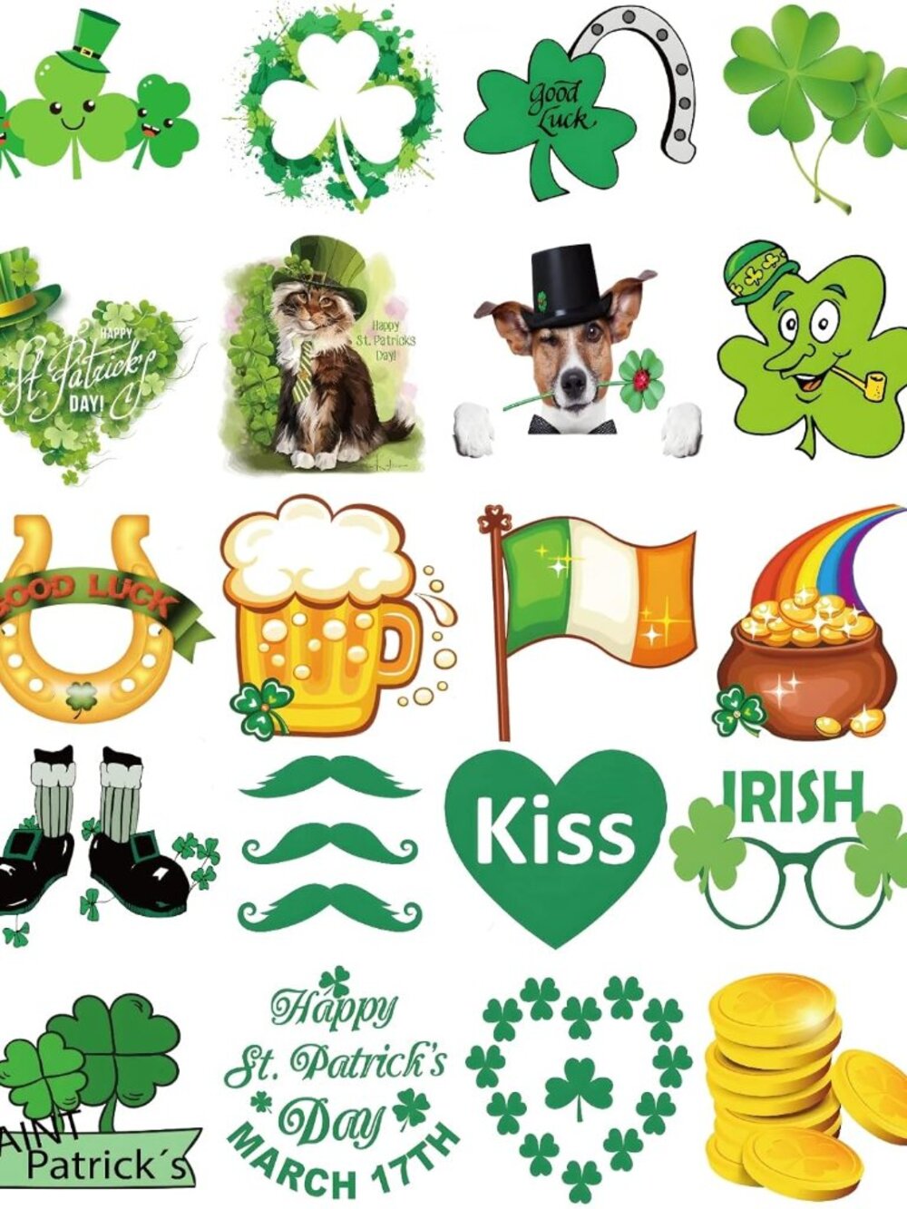 300 Pcs St. Patrick's Day Shamrock Stickers